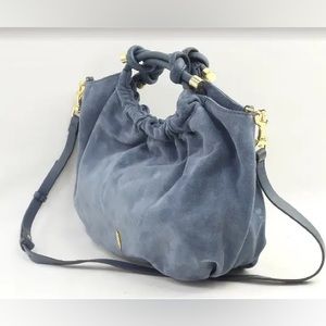THACKER Small Suede Satchel Hepburn Chambray